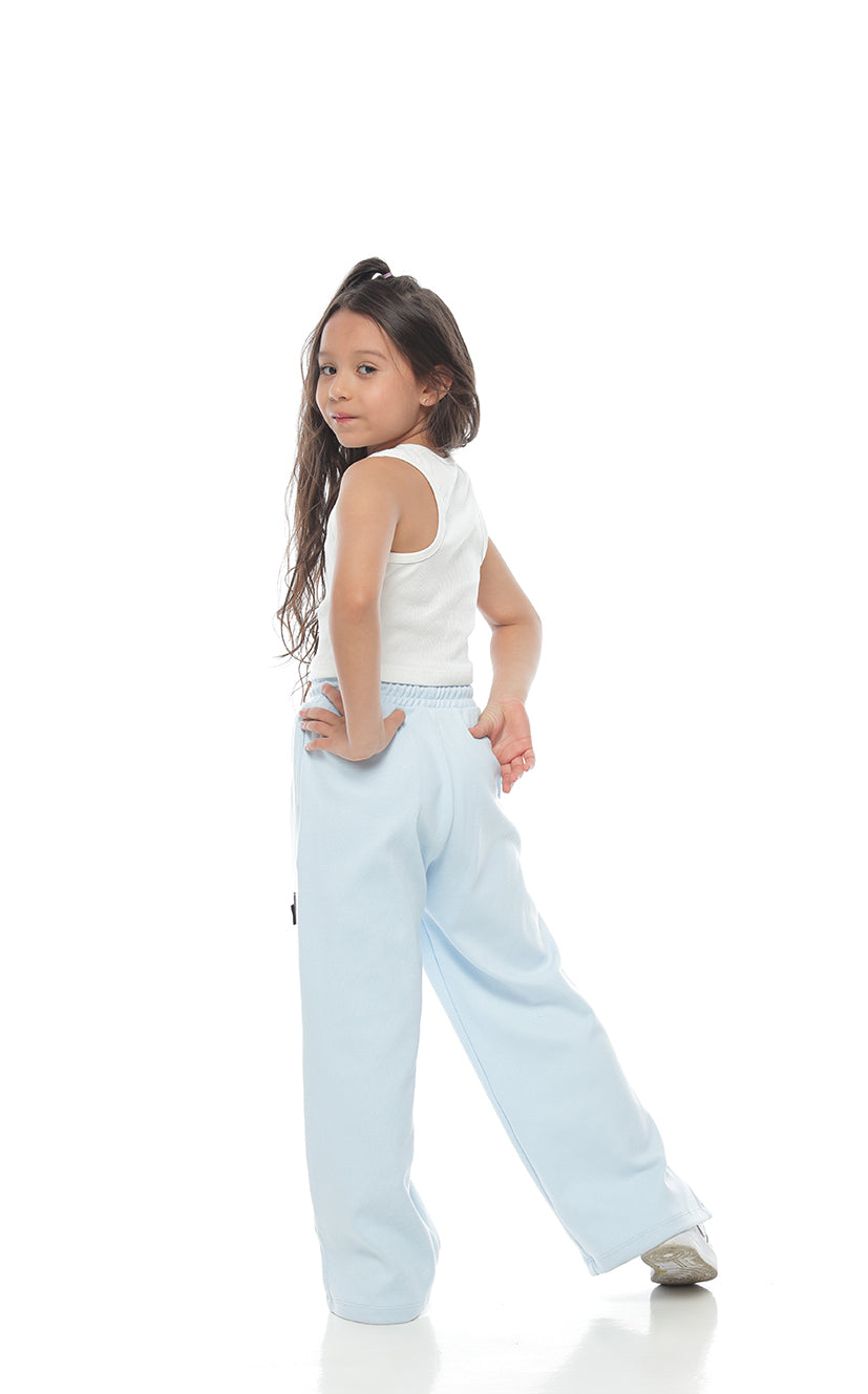 Set Blusa Blanca & Pantalón Azul Abertura