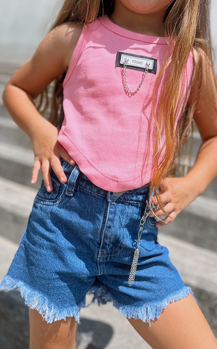 Set Blusa Rosa y short denim